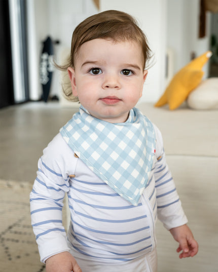 Bandana Magnetic Bib - Sky Blue Plaid (2-piece set)