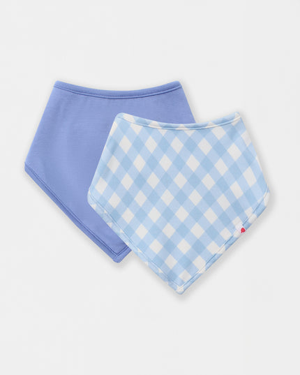 Bandana Magnetic Bib - Sky Blue Plaid (2-piece set)
