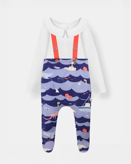 Bermuda Bodysuit + Footie Pant - Ocean Snuggles