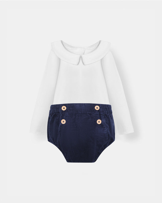 Bermuda Bodysuit + Sailor Short - White/Navy