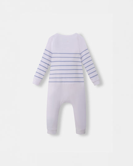 Captain Cuddle Playsuit - White & Blue (Footless)
