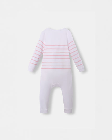 Captain Cuddle Playsuit - White & Pink (Footless)