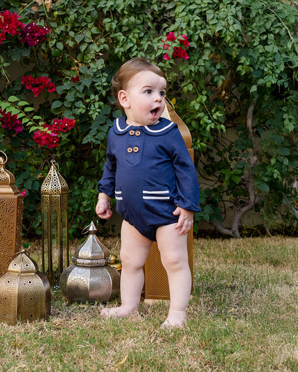 First Mate Romper - Navy Blue