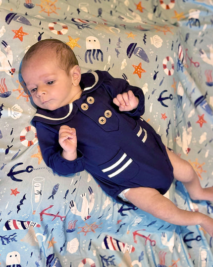 First Mate Romper - Navy Blue