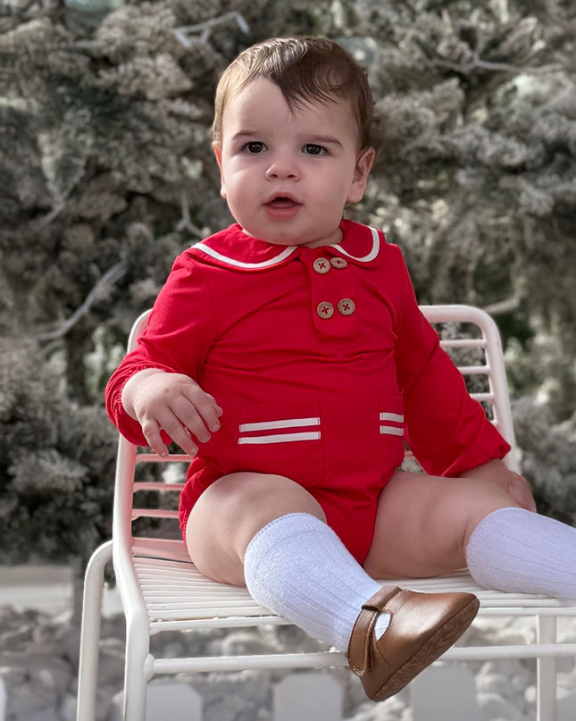 First Mate Romper - Red