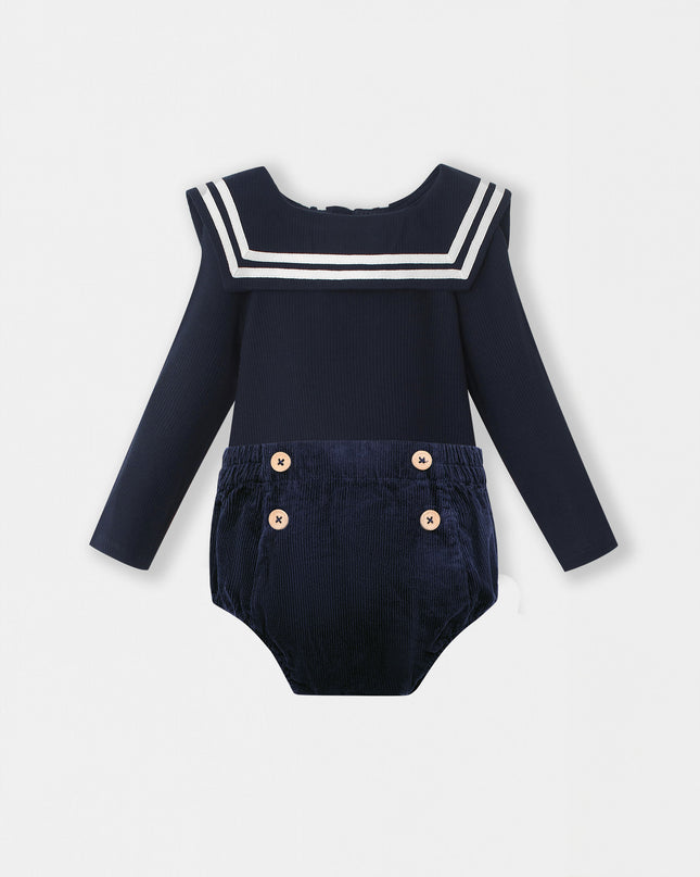 Nautical Bodysuit + Sailor Short - Navy Blue
