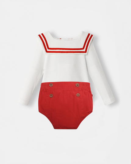 Nautical Bodysuit + Sailor Short - White/Red