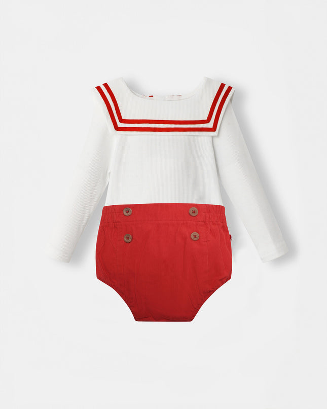 Nautical Bodysuit + Sailor Short - White/Red