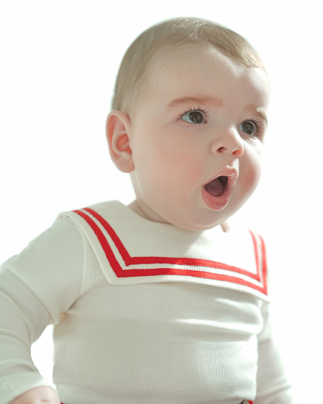 Nautical Bodysuit + Sailor Short - White/Red