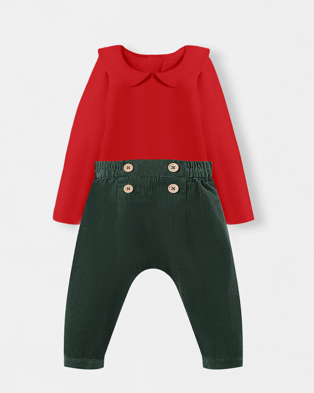 Peter Pan Bodysuit + Sailor Pant - Red/Green