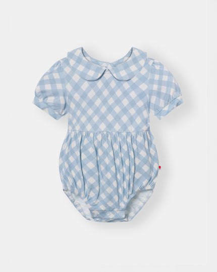 Peter Pan Bubble Magnetic Romper - Sky Blue Plaid - Atlas & Maya