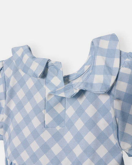 Peter Pan Bubble Magnetic Romper - Sky Blue Plaid - Atlas & Maya
