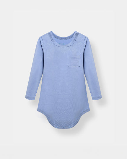 Pocket Long Sleeve Magnetic Bodysuit - Frost Blue - Atlas & Maya