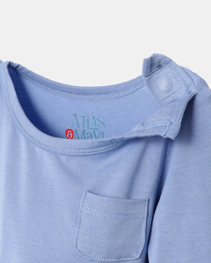 Pocket Long Sleeve Magnetic Bodysuit - Frost Blue - Atlas & Maya