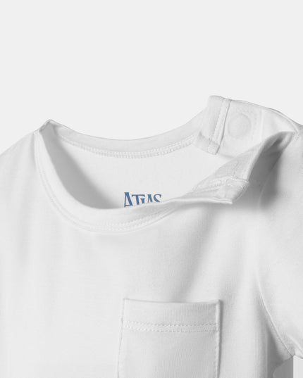 Pocket Short Sleeve Magnetic Bodysuit - White - Atlas & Maya