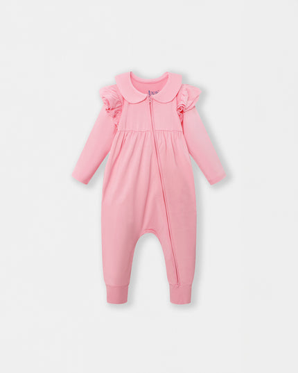 Ruffle Truffle Playsuit - Flamingo Pink (Footless)