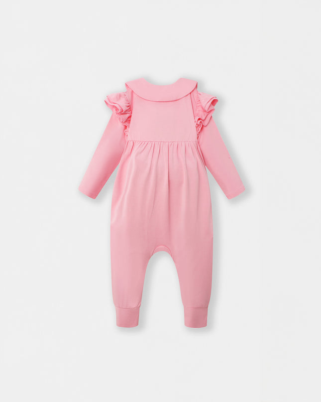 Ruffle Truffle Playsuit - Flamingo Pink (Footless)