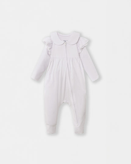 Ruffle Truffle Playsuit - White (Footless)