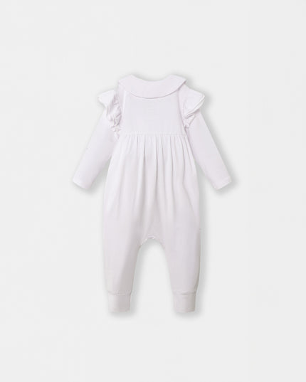 Ruffle Truffle Playsuit - White (Footless)