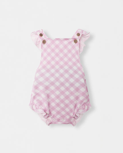 Ruffled Playtime Overall - Blush Plaid - Atlas & Maya