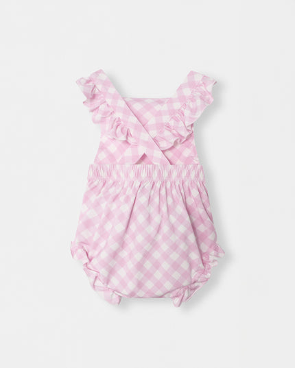 Ruffled Playtime Overall - Blush Plaid - Atlas & Maya