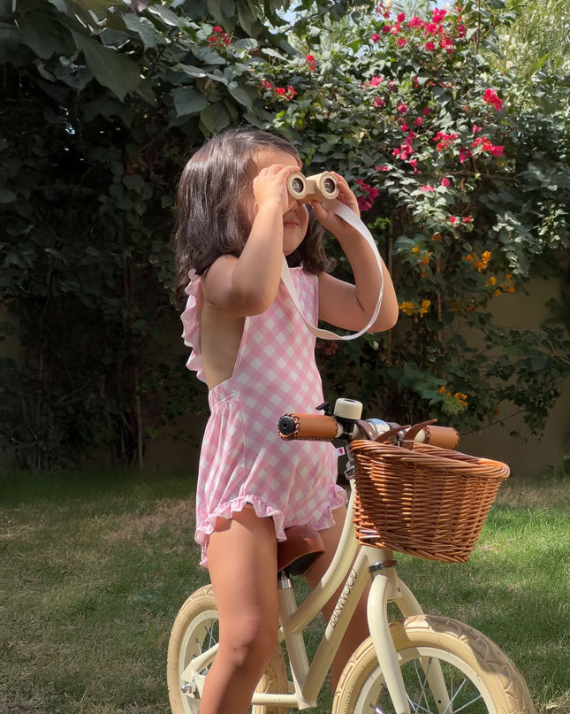 Ruffled Playtime Overall - Blush Plaid