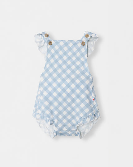 Ruffled Playtime Overall - Sky Blue Plaid - Atlas & Maya