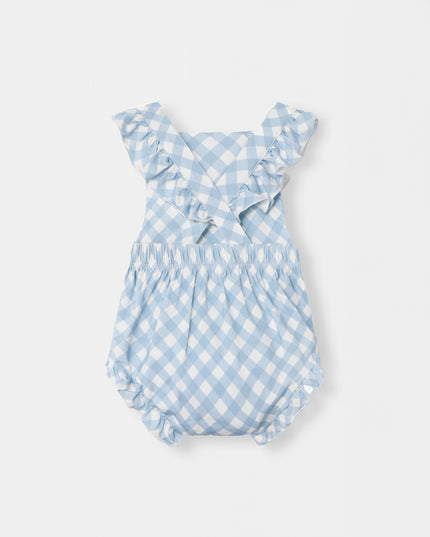 Ruffled Playtime Overall - Sky Blue Plaid - Atlas & Maya