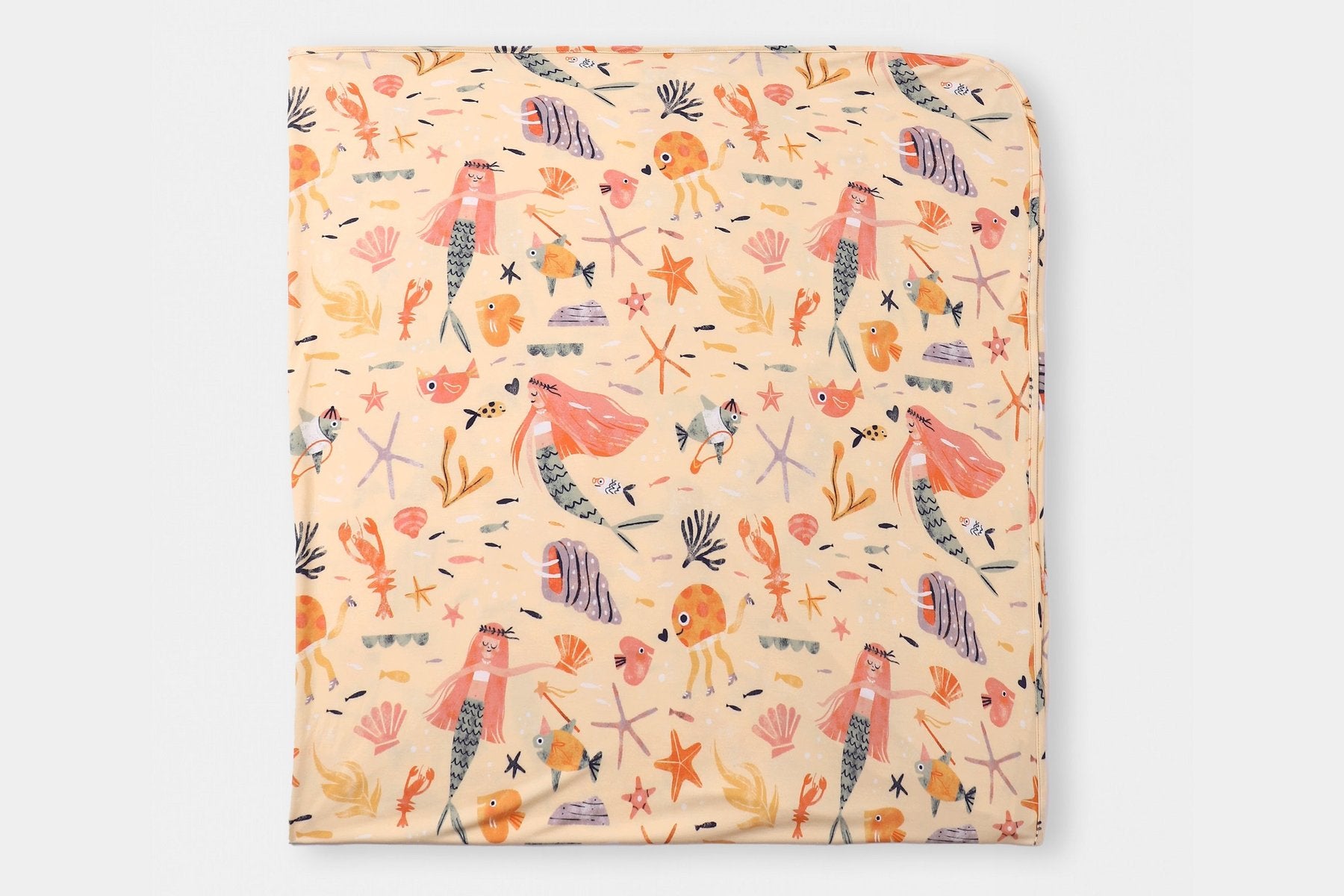 Atlas & Maya stretchy bamboo baby swaddle blanket in Mermaid Love print