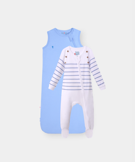 The Sleep Edit · Duo | Essential Sleep Sack & Captain Cuddle | Frost Blue