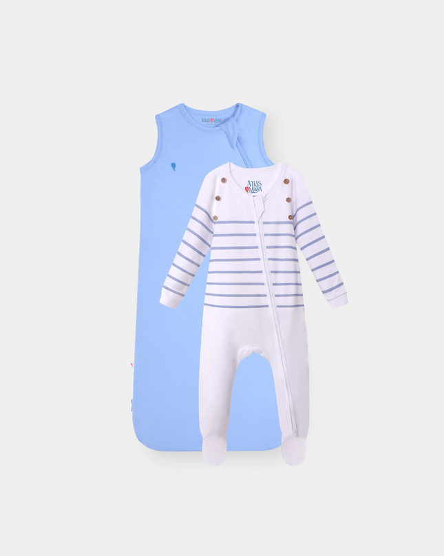 The Sleep Edit · Duo | Essential Sleep Sack & Captain Cuddle | Frost Blue