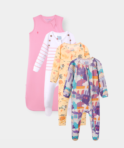 The Sleep Edit · Full Set | Sleep Sack, Captain Cuddle, Mermaid Love & Arabian Rooftops | Flamingo Pink
