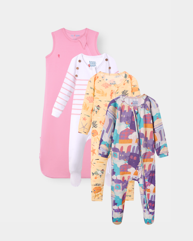 The Sleep Edit · Full Set | Sleep Sack, Captain Cuddle, Mermaid Love & Arabian Rooftops | Flamingo Pink