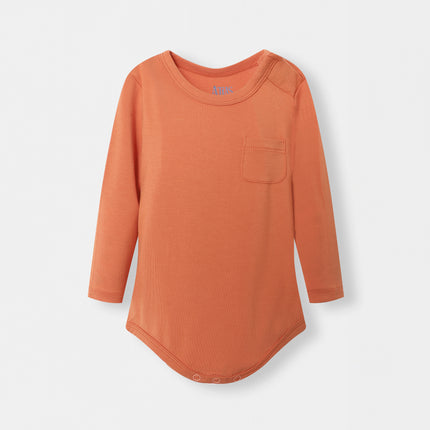 Pocket Long Sleeve Magnetic Bodysuit - Orange - Atlas & Maya