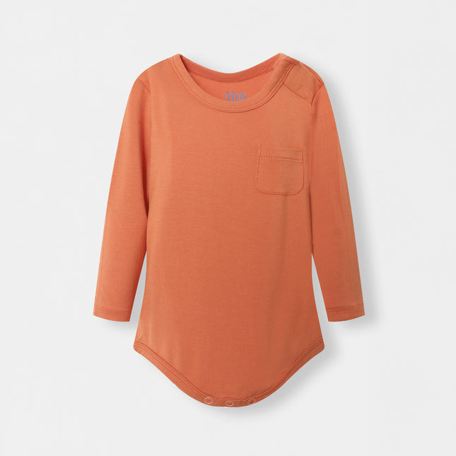 Pocket Long Sleeve Magnetic Bodysuit - Orange - Atlas & Maya