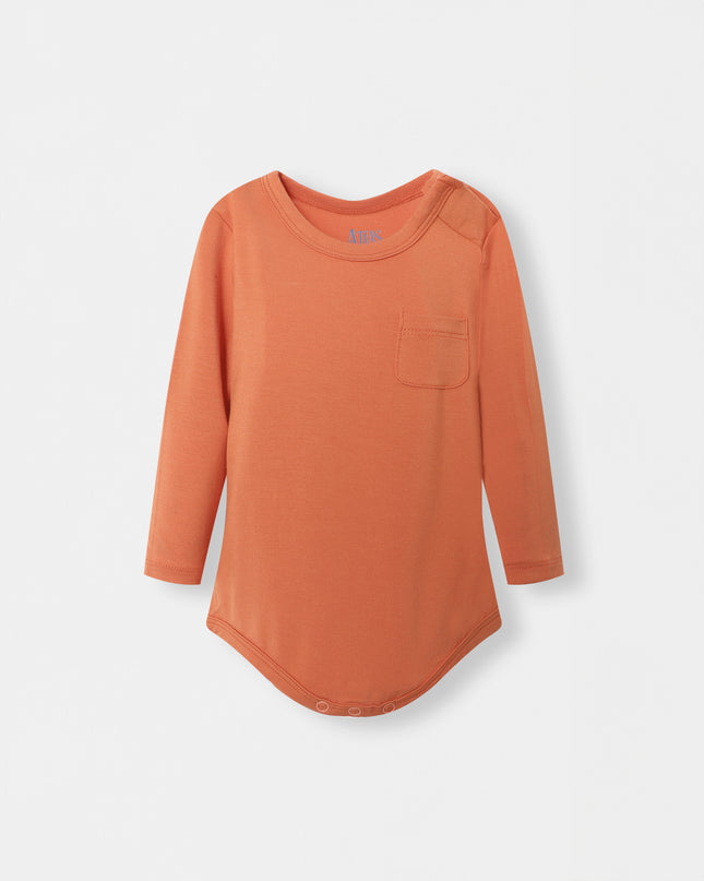Pocket Long Sleeve Magnetic Bodysuit - Orange - Atlas & Maya