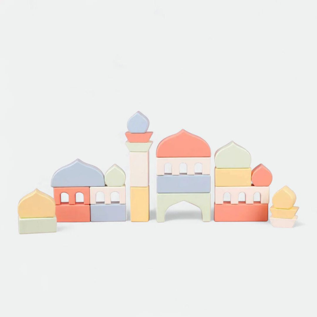 Wooden Masjid Building Blocks - Pastel Colors