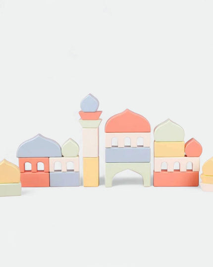 Wooden Masjid Building Blocks - Pastel Colors