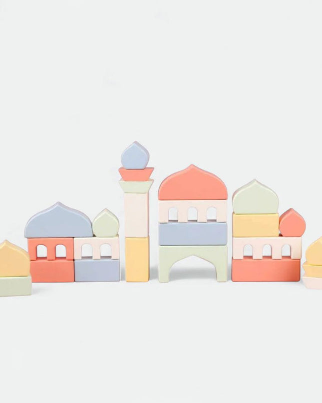 Wooden Masjid Building Blocks - Pastel Colors