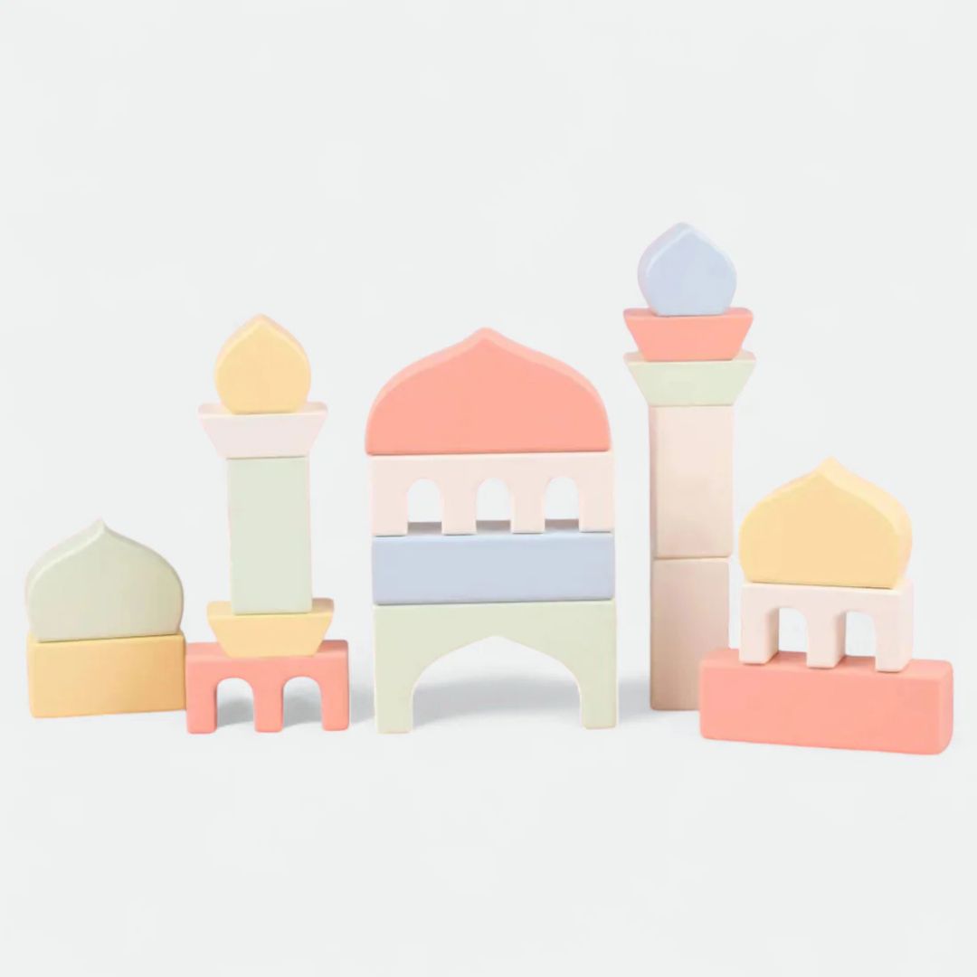 Wooden Masjid Building Blocks - Pastel Colors