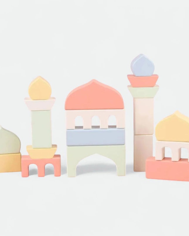 Wooden Masjid Building Blocks - Pastel Colors