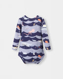 Pocket Long Sleeve Magnetic Bodysuit - Ocean Snuggles - Atlas & Maya