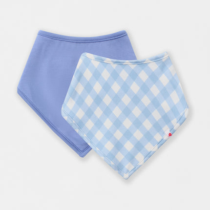 Bandana Magnetic Bib - Sky Blue Plaid (2-piece set)