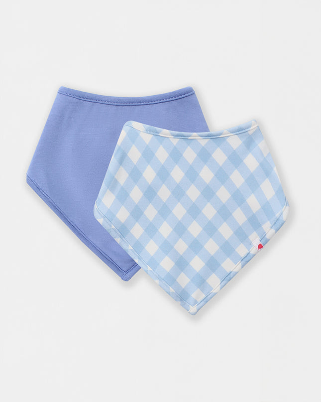 Bandana Magnetic Bib - Sky Blue Plaid (2-piece set)