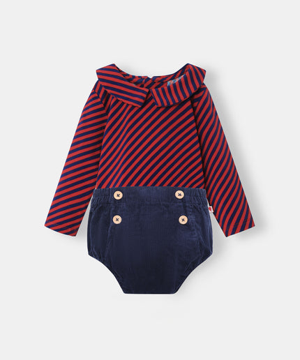 Bermuda Bodysuit + Sailor Short - Betta/Navy - Atlas & Maya  Bermuda Bodysuit + Sailor Short - Betta/Navy Bamboo Set