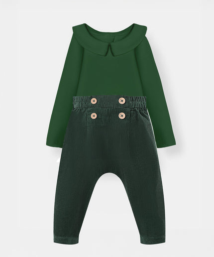 Bermuda Bodysuit + Sailor Pant - Green - Atlas & Maya  Bermuda Bodysuit + Sailor Pant - Green Bamboo Set