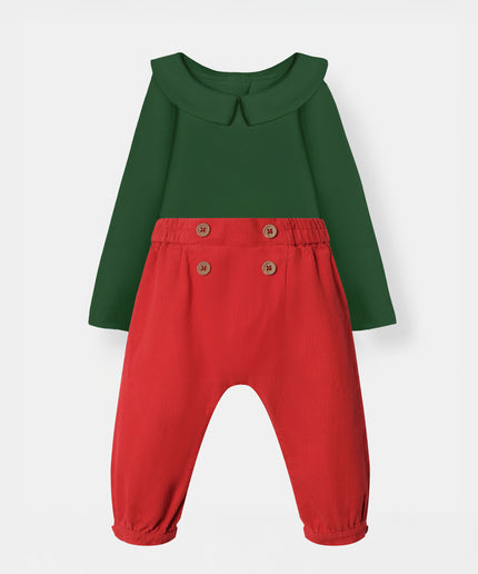 Bermuda Green + Sailor Pant - Green/Red - Atlas & Maya  Bermuda Green + Sailor Pant - Green/Red Bamboo Set