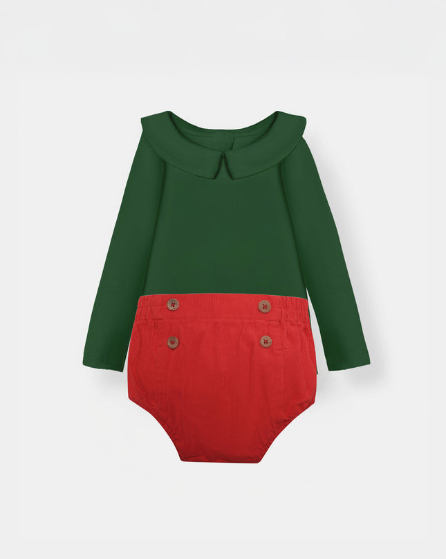 Bermuda Bodysuit + Sailor Short - Green/Red