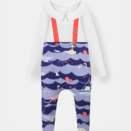 Bermuda Bodysuit + Footie Pant - Ocean Snuggles