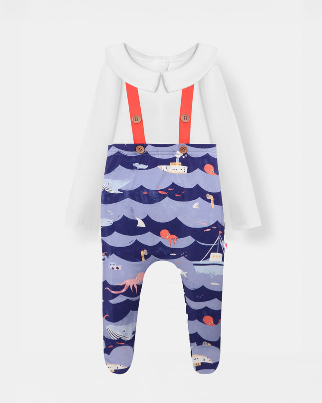 Bermuda Bodysuit + Footie Pant - Ocean Snuggles